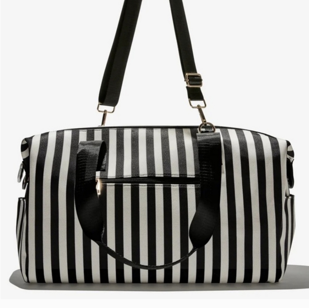 Striped Alice and Olivia duffle bag
